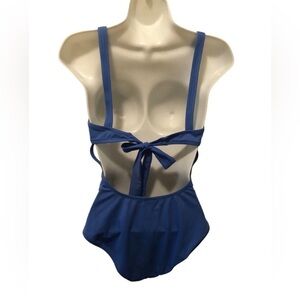 J. Crew Factory Bow-Back One-Piece Swimsuit Blue Sz S G5824 Summer Beach Pool